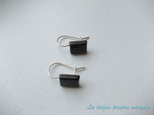 Sterling silver earrings with rectangular onyx
