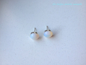Sterling silver earstud earrings with round opalite 10 mm