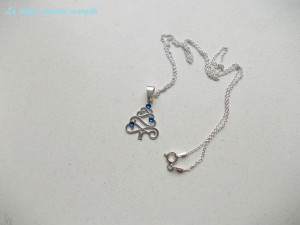 Sterling silver tree pendant with Capri Blue Swarovski Rhinestones