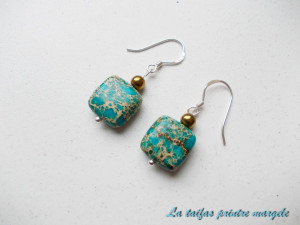 Turquise impression jasper and golden hematite earrings