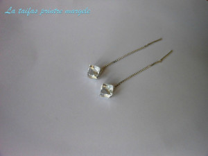 Cercei lungi din argint tip lănţişor cu Cristale Swarovski cub Comet Argent