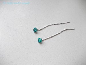 Cercei lungi din argint tip lănţişor cu Cristale Swarovski rivoli Blue Zircon