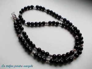 Faceted onyx long necklace