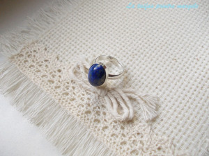 Inel reglabil din argint cu lapis lazuli oval 14 mm