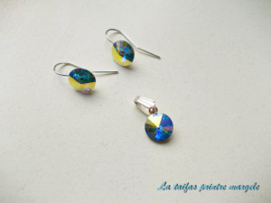 Set cercei şi pandantiv Cristale Swarovski rivoli Auroră Boreală