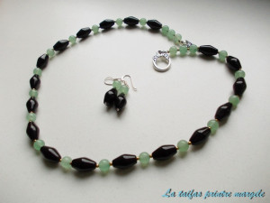 Set colier şi cercei onix şi aventurin verde