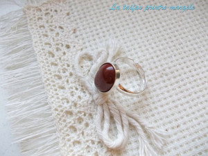 Sterling silver adjustable ring with oval red jasper 14 mm - Img 2