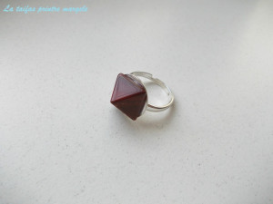 Sterling silver adjustable ring with pyramid breciated jasper