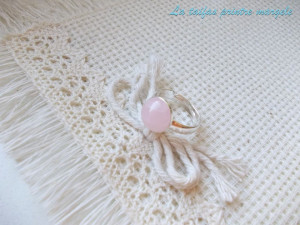 Sterling silver adjustable ring with rose quartz 10 mm - Img 2