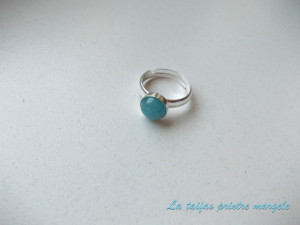 Sterling silver adjustable ring with round angelite 8 mm - Img 2