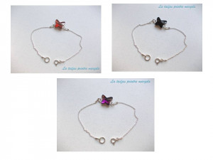 Sterling silver bracelet with different shades of Swarovski Fancy Butterfly