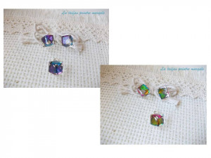 Sterling silver earrings and pendant with different variants of Swarovski cube 8 mm