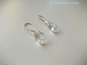 Sterling silver earrings with Swarovski Moonlight teardrop