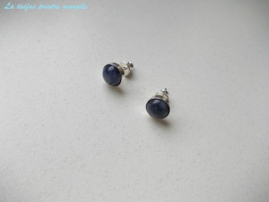 Sterling silver earstud earrings with sodalite 8 mm