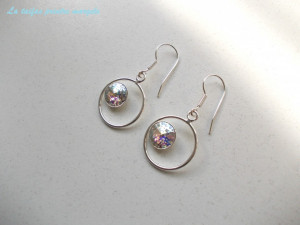 Cercei din argint circulari cu Cristale Swarovski rivoli White Patina