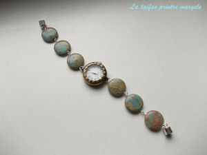 Jasper flat disk bracelet functional watch
