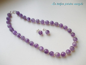 Set colier şi cercei ametist cu accesorii din argint