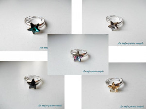Sterling silver adjustable ring with different variants of Swarovski Crystal Fancy Star