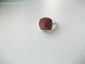 Sterling silver adjustable ring with pyramid breciated jasper - Img 2
