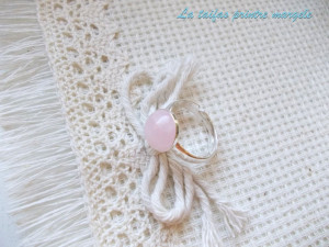 Sterling silver adjustable ring with rose quartz 10 mm - Img 3