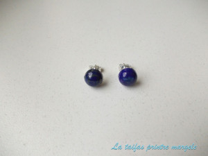 Sterling silver earstud earrings with lapis lazuli 8 mm