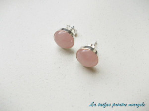 Sterling silver earstud earrings with pink quartz
