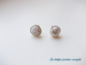 Sterling silver earstud earrings with white howlite - version 2