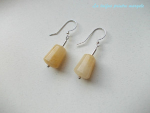 Sterling silver long earrings with faceted honey jade