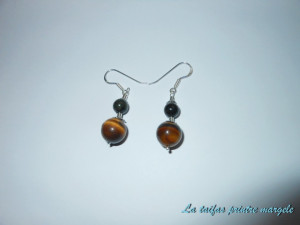 Brown and green tiger eye earrings