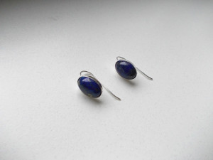 Cercei din argint cu lapis lazuli oval 14 mm