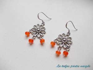 Orange jade chandelier earrings