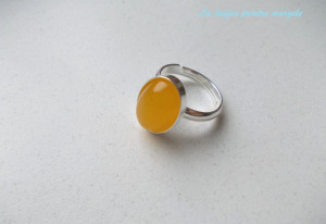 Sterling silver adjustable ring with oval yellow jade 14 mm - Img 2