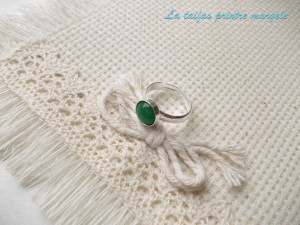 Sterling silver adjustable ring with round green agate 8 mm - Img 3