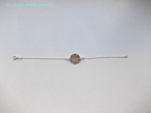 Sterling silver bracelet with flower engraved disk - Img 2