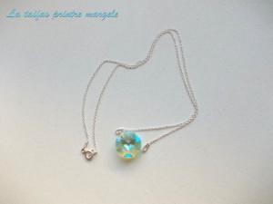 Sterling silver chain with Swarovski Crystal octagon Light Peridot Blue