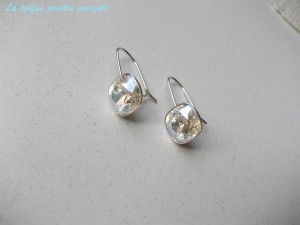Sterling silver earrings with Swarovski Crystals Fancy Square Moonlight - Img 1