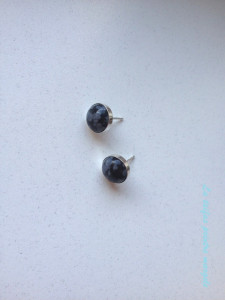 Sterling silver earstud round snowflake obsidian 10 mm - Img 2