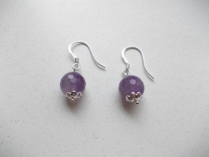 Sterling silver faceted amethyst earrings