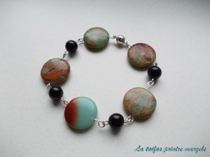 Brăţară din jasp sediment şi goldstone