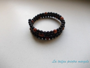 Brăţară spirală din goldstone blue and brown
