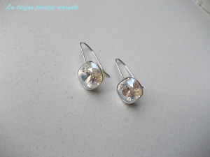 Cercei din argint cu Cristale Swarovski Fancy Square Moonlight - Img 2