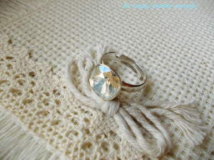 Inel reglabil din argint cu Cristal Swarovski Fancy Square Moonlight