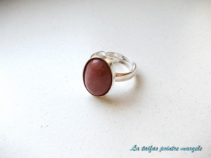 Inel reglabil din argint oval cu rodonit 14 mm