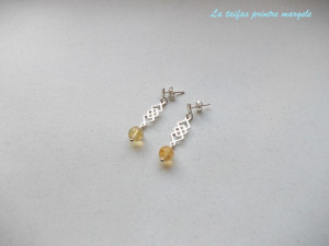 Long sterling silver earrings with citrine