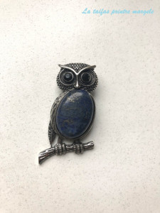 Pandantiv bufniță cu lapis lazuli oval