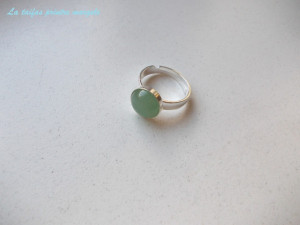 Sterling silver adjustable ring with aventurine 10 mm