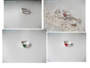 Sterling silver adjustable ring with different shades of 6 mm Swarovski heart