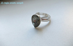 Sterling silver adjustable ring with fancy drop Swarovski Black Diamond