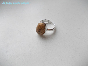 Sterling silver adjustable ring with oval Picture Jasper 14 mm