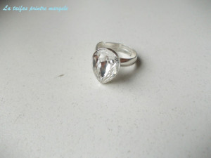 Sterling silver adjustable ring with Swarovski fancy drop Crystal